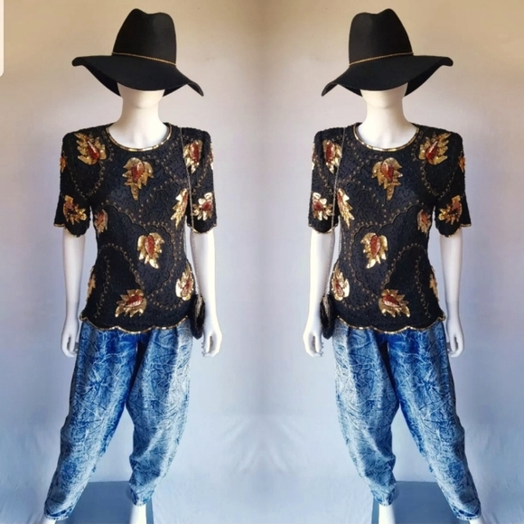 Vintage Hand Embroidery Silk Blouse π - Picture 1 of 9